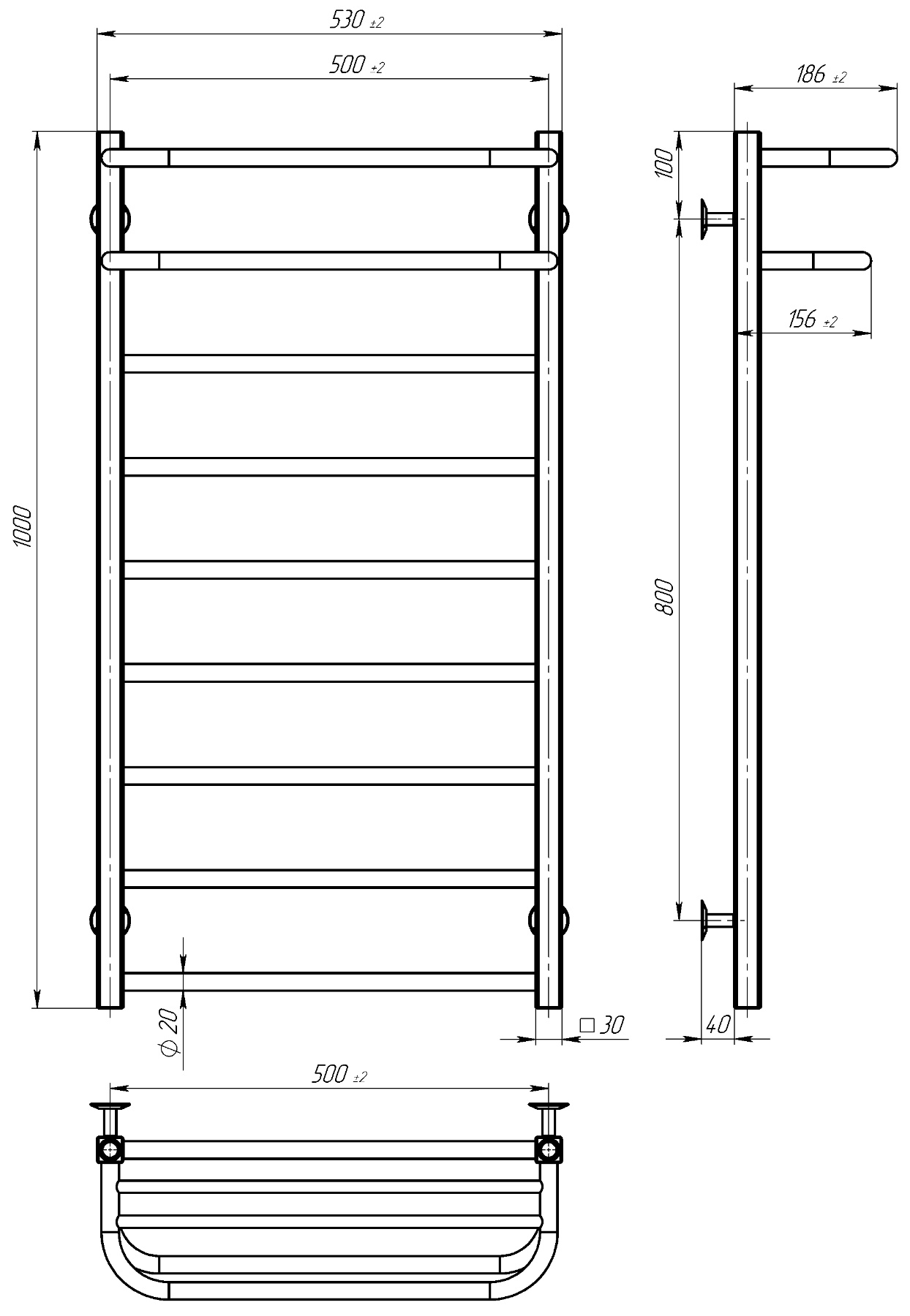 Radiator de baie Lux 500*1200 inox Milano - Image 3