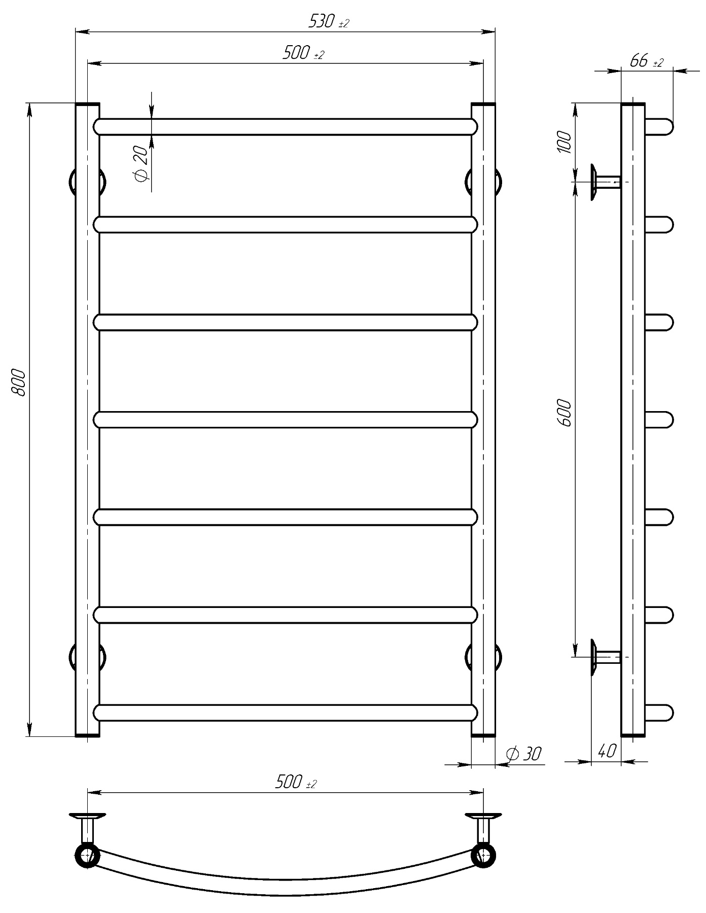Radiator de baie electric Классик 500*800 inox 90WT(dreapta) - Image 3