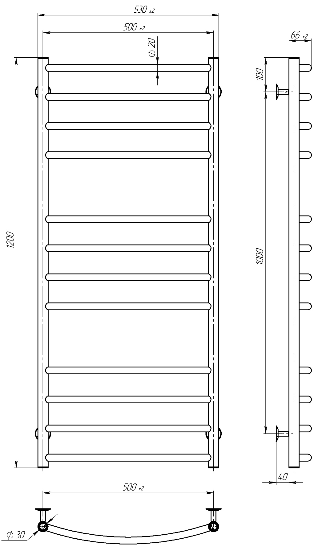Radiator electric Classic Elit 500*1200 inox 220WT(dreapta) - Image 2