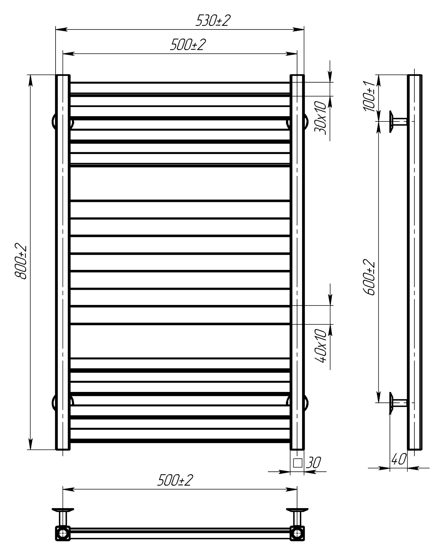 Radiator de baie NOVA 500*800 inox (negru) - Image 2
