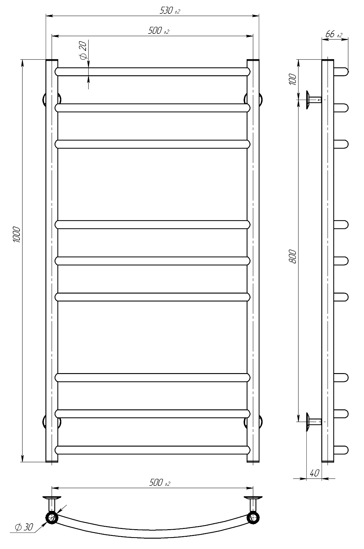 Radiator de baie Classic Elit 500*1000 inox - Image 2