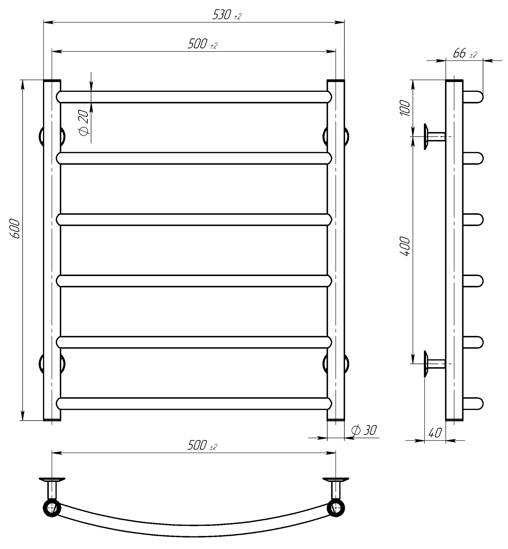 Radiator de baie Classic 500*600 inox - Image 2