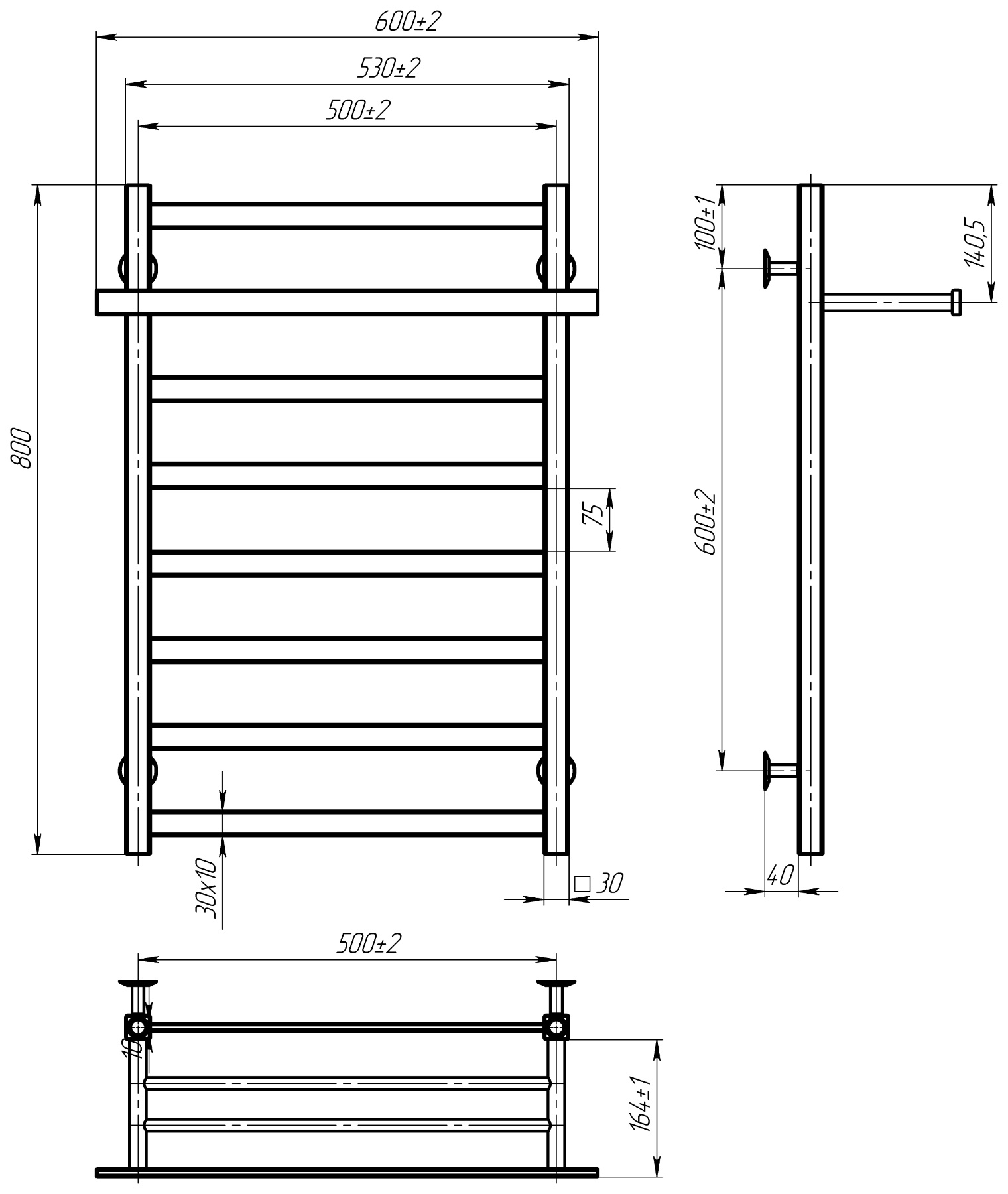 Radiator baie Nika 500*800 inox (satin) - Image 3