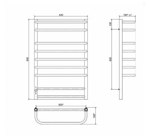 Radiator de baie Lux Standart 500*800 inox Milano - Imagine 2