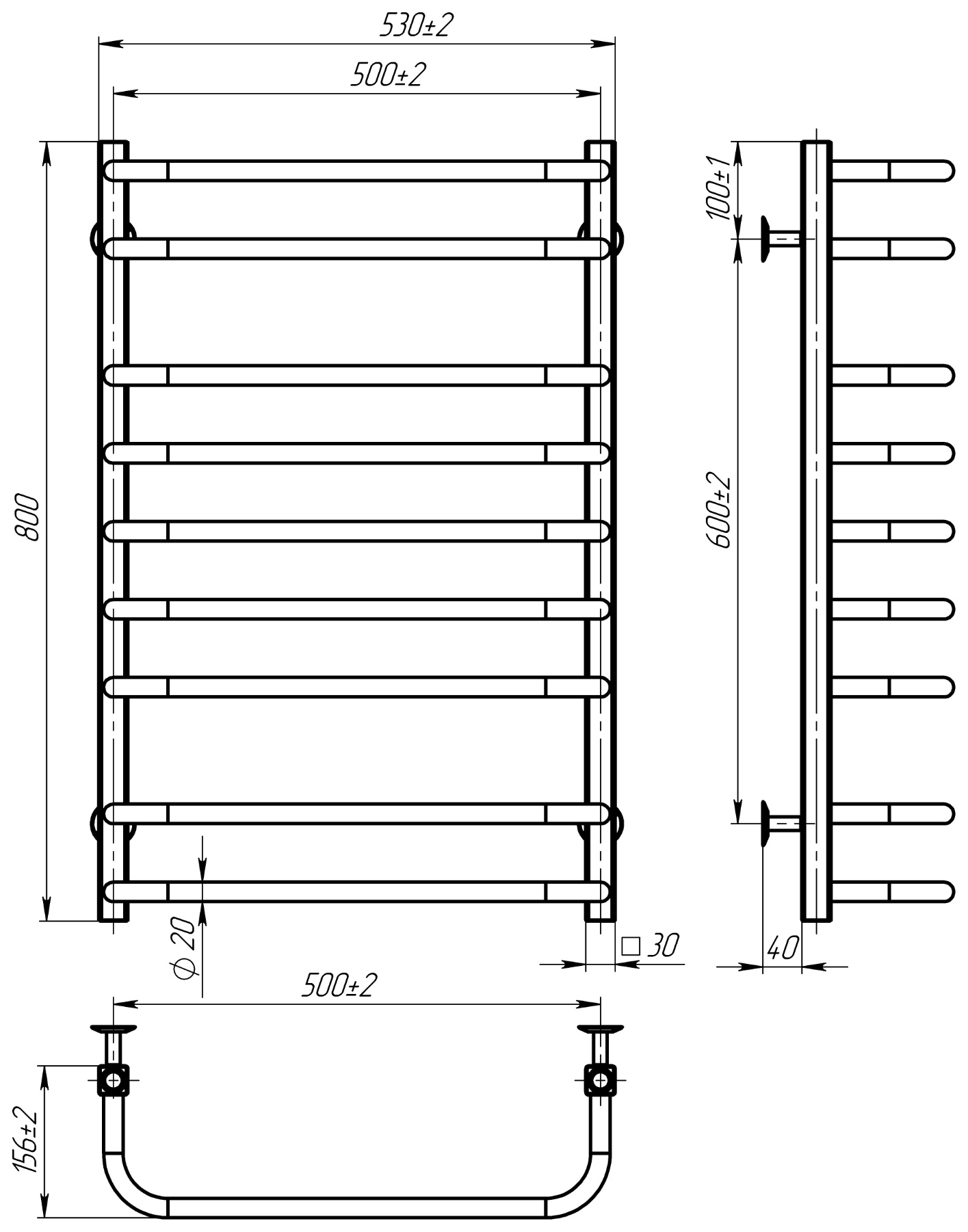Radiator de baie VETA 500*800 П9 inox MILANO - Imagine 3
