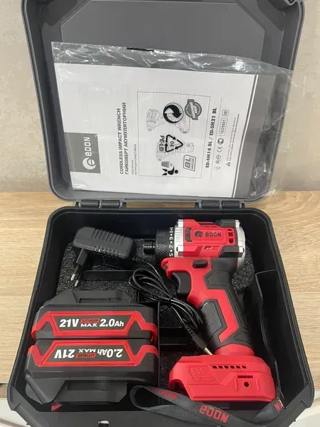 Аккумуляторный шуруповерт Edon ED-SM21 BL (2,0 Аг х2, зарядное устройство) в кейсе - Imagine 2