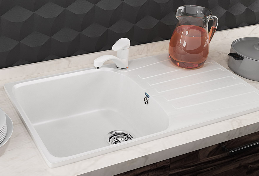 Chiuvetă de bucătărie din piatra ULGRAN U203 (Negru, Alb, Bej, Maro, Gri, Nisip)